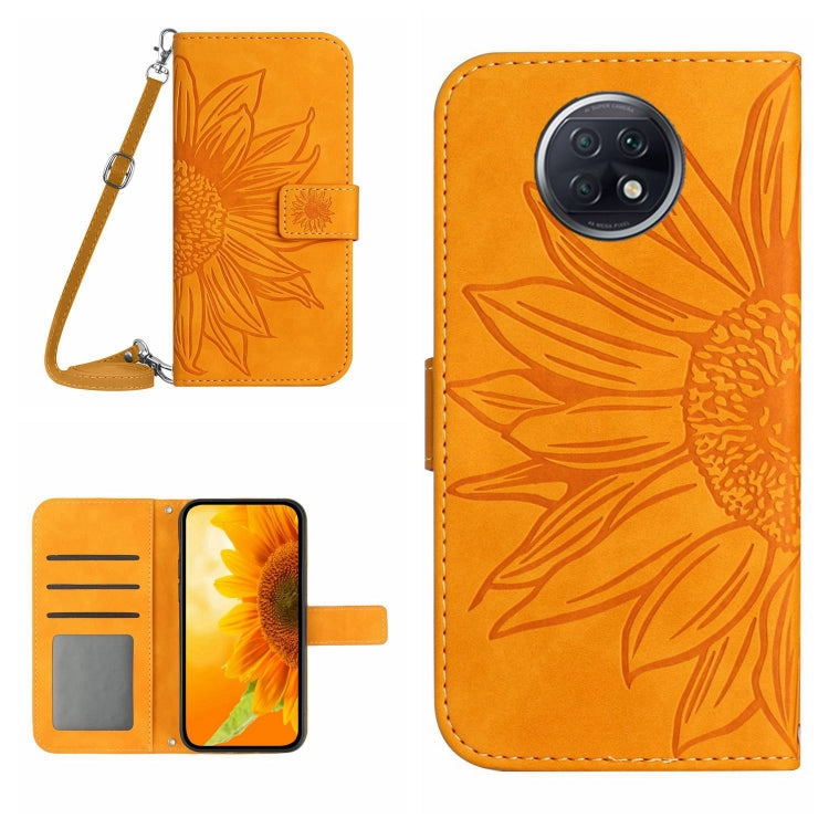 Skin Feel Custodia per cellulare in pelle con motivo a fiori di sole con cordino, For Xiaomi Redmi 9T / 9 Power / Poco M3, For Xiaomi Redmi Note 9T