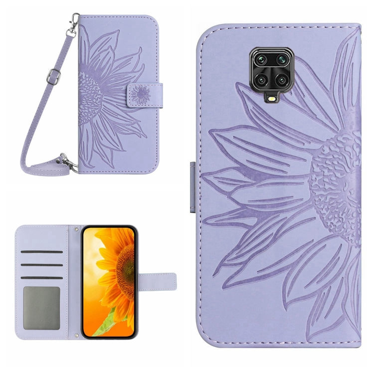 Skin Feel Custodia per cellulare in pelle con motivo a fiori di sole con cordino, For Xiaomi Redmi Note 9 Pro 4G / Note 9 Pro Max / Note 9S / Poco M2 Pro, For Xiaomi Redmi Note 10 4G / Note 10S
