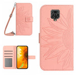 Skin Feel Custodia per cellulare in pelle con motivo a fiori di sole con cordino, For Xiaomi Redmi Note 9 Pro 4G / Note 9 Pro Max / Note 9S / Poco M2 Pro, For Xiaomi Redmi Note 10 4G / Note 10S