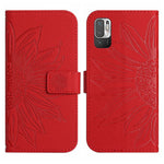 Skin Feel Custodia per cellulare in pelle con motivo a fiori di sole con cordino, For Xiaomi Redmi Note 10 5G / Note 10T 5G / Poco M3 Pro, For Xiaomi Redmi Note 10 Pro 4G Global / Note 10 Pro Max