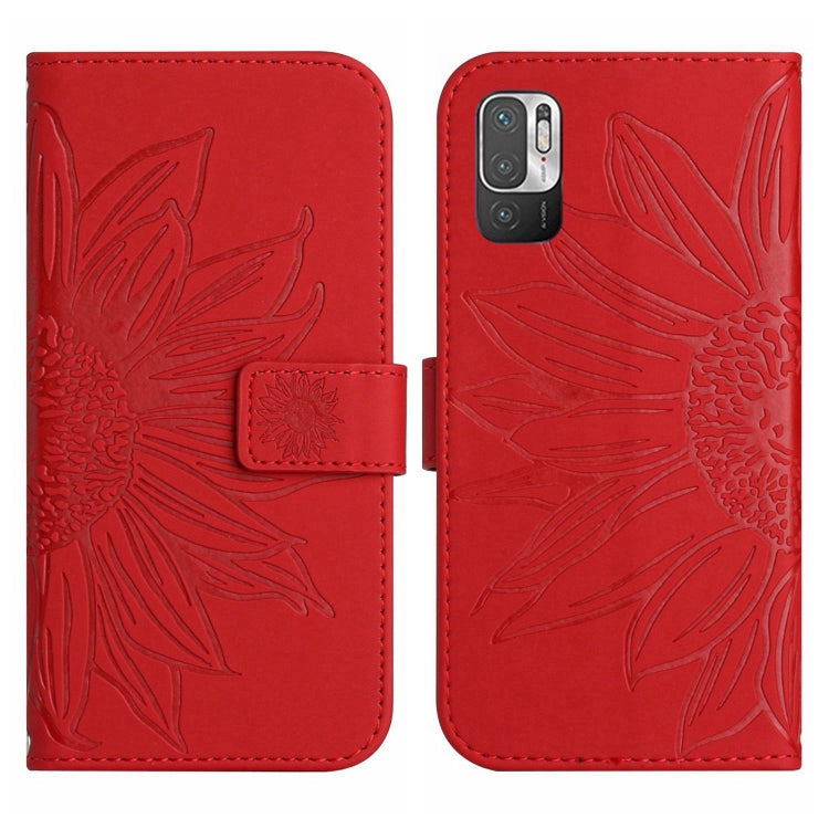 Skin Feel Custodia per cellulare in pelle con motivo a fiori di sole con cordino, For Xiaomi Redmi Note 10 5G / Note 10T 5G / Poco M3 Pro, For Xiaomi Redmi Note 10 Pro 4G Global / Note 10 Pro Max