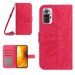 Skin Feel Custodia per cellulare in pelle con motivo a fiori di sole con cordino, For Xiaomi Redmi Note 10 5G / Note 10T 5G / Poco M3 Pro, For Xiaomi Redmi Note 10 Pro 4G Global / Note 10 Pro Max