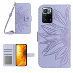 Skin Feel Custodia per cellulare in pelle con motivo a fiori di sole con cordino, For Xiaomi Redmi Note 10 Pro 5G / Poco X3 GT, For Xiaomi Redmi Note 11 5G / Note 11T 5G / Poco M4 Pro 5G