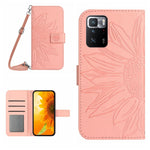 Skin Feel Custodia per cellulare in pelle con motivo a fiori di sole con cordino, For Xiaomi Redmi Note 10 Pro 5G / Poco X3 GT, For Xiaomi Redmi Note 11 5G / Note 11T 5G / Poco M4 Pro 5G