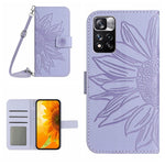 Skin Feel Custodia per cellulare in pelle con motivo a fiori di sole con cordino, For Xiaomi Redmi Note 10 Pro 5G / Poco X3 GT, For Xiaomi Redmi Note 11 5G / Note 11T 5G / Poco M4 Pro 5G