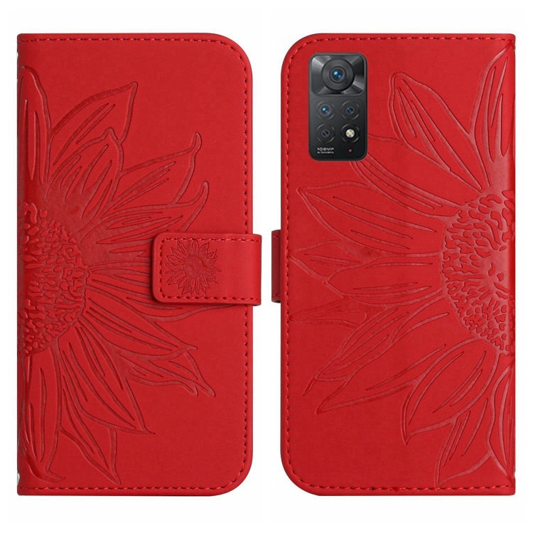 Skin Feel Custodia per cellulare in pelle con motivo a fiori di sole con cordino, For Xiaomi Redmi Note 11 Global / Note 11s, For Xiaomi 11T / 11T Pro