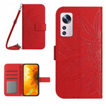 Skin Feel Custodia per cellulare in pelle con motivo a fiori di sole con cordino, For Xiaomi 12 Lite, For Xiaomi Civi 2 / 12 Lite NE