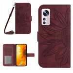 Skin Feel Custodia per cellulare in pelle con motivo a fiori di sole con cordino, For Xiaomi 12 Lite, For Xiaomi Civi 2 / 12 Lite NE