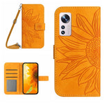 Skin Feel Custodia per cellulare in pelle con motivo a fiori di sole con cordino, For Xiaomi 12 Lite, For Xiaomi Civi 2 / 12 Lite NE