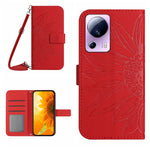 Skin Feel Custodia per cellulare in pelle con motivo a fiori di sole con cordino, For Xiaomi 12 Lite, For Xiaomi Civi 2 / 12 Lite NE