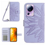 Skin Feel Custodia per cellulare in pelle con motivo a fiori di sole con cordino, For Xiaomi 12 Lite, For Xiaomi Civi 2 / 12 Lite NE