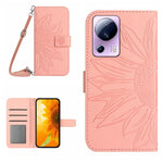 Skin Feel Custodia per cellulare in pelle con motivo a fiori di sole con cordino, For Xiaomi 12 Lite, For Xiaomi Civi 2 / 12 Lite NE