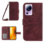 Skin Feel Custodia per cellulare in pelle con motivo a fiori di sole con cordino, For Xiaomi 12 Lite, For Xiaomi Civi 2 / 12 Lite NE