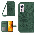 Skin Feel Custodia per cellulare in pelle con motivo a fiori di sole con cordino, For Xiaomi 12 Pro, For Xiaomi 12 / 12X