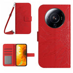 Skin Feel Custodia per cellulare in pelle con motivo a fiori di sole con cordino, For Xiaomi 12S Ultra, For Xiaomi 12T / 12T Pro