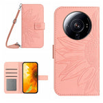 Skin Feel Custodia per cellulare in pelle con motivo a fiori di sole con cordino, For Xiaomi 12S Ultra, For Xiaomi 12T / 12T Pro