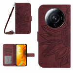 Skin Feel Custodia per cellulare in pelle con motivo a fiori di sole con cordino, For Xiaomi 12S Ultra, For Xiaomi 12T / 12T Pro