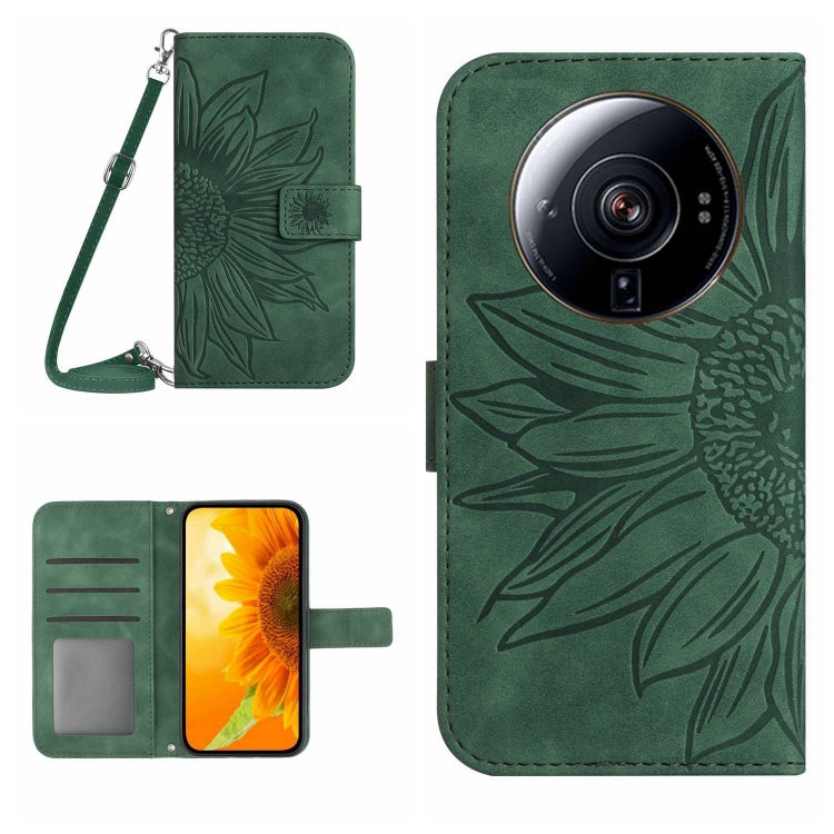 Skin Feel Custodia per cellulare in pelle con motivo a fiori di sole con cordino, For Xiaomi 12S Ultra, For Xiaomi 12T / 12T Pro