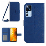 Skin Feel Custodia per cellulare in pelle con motivo a fiori di sole con cordino, For Xiaomi 12S Ultra, For Xiaomi 12T / 12T Pro