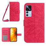 Skin Feel Custodia per cellulare in pelle con motivo a fiori di sole con cordino, For Xiaomi 12S Ultra, For Xiaomi 12T / 12T Pro