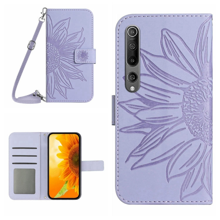 Skin Feel Custodia per cellulare in pelle con motivo a fiori di sole con cordino, For Xiaomi Mi 10 Lite, For Xiaomi Mi 10 / Mi 10 Pro