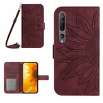 Skin Feel Custodia per cellulare in pelle con motivo a fiori di sole con cordino, For Xiaomi Mi 10 Lite, For Xiaomi Mi 10 / Mi 10 Pro