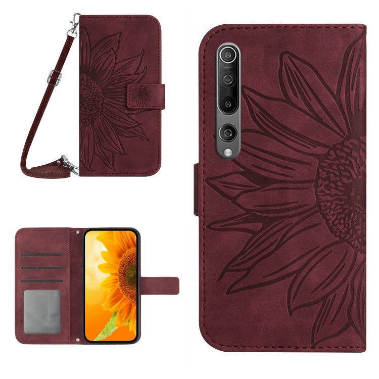 Skin Feel Custodia per cellulare in pelle con motivo a fiori di sole con cordino, For Xiaomi Mi 10 Lite, For Xiaomi Mi 10 / Mi 10 Pro