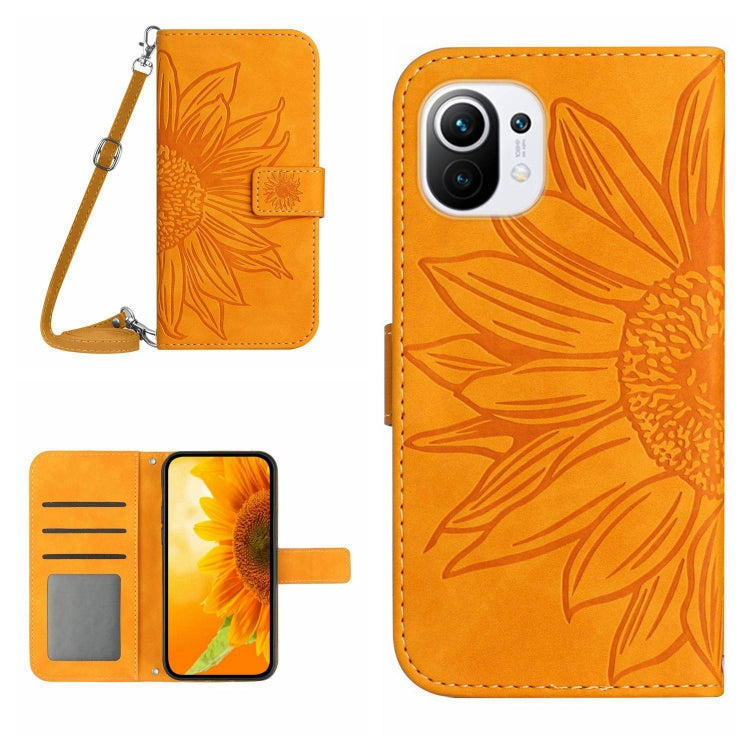 Skin Feel Custodia per cellulare in pelle con motivo a fiori di sole con cordino, For Xiaomi Mi 10T / 10T Pro, For Xiaomi Mi 11