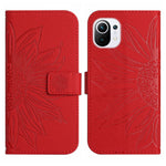 Skin Feel Custodia per cellulare in pelle con motivo a fiori di sole con cordino, For Xiaomi Mi 11 Lite, For Xiaomi Mi 11 Pro