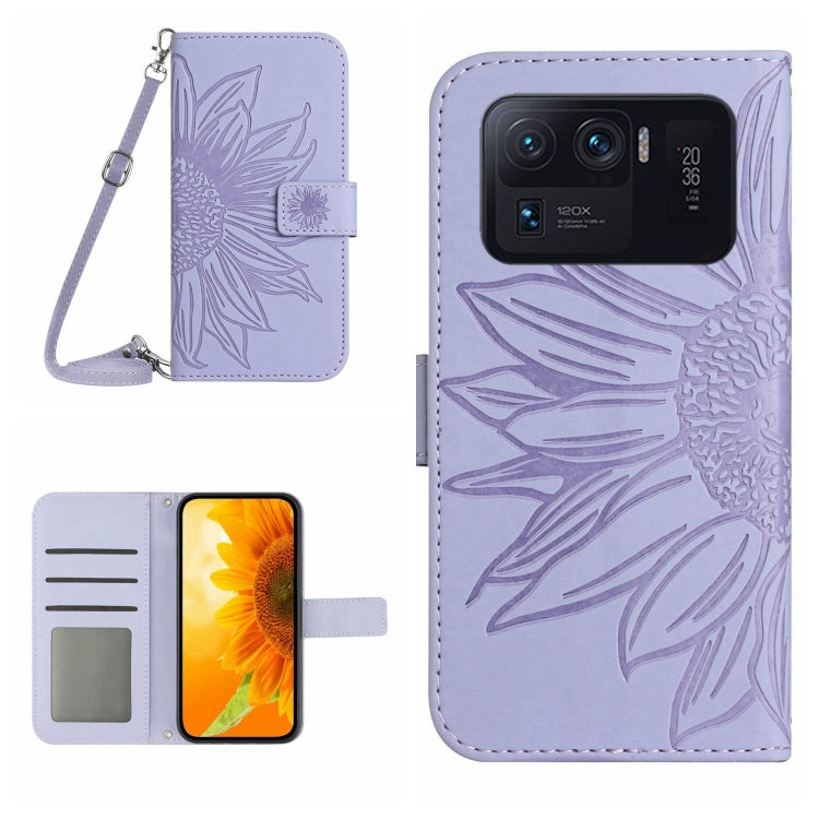 Skin Feel Custodia per cellulare in pelle con motivo a fiori di sole con cordino, For Xiaomi Mi 11 Ultra, For Xiaomi Mi Note 10 / Note 10 Pro / CC9 Pro