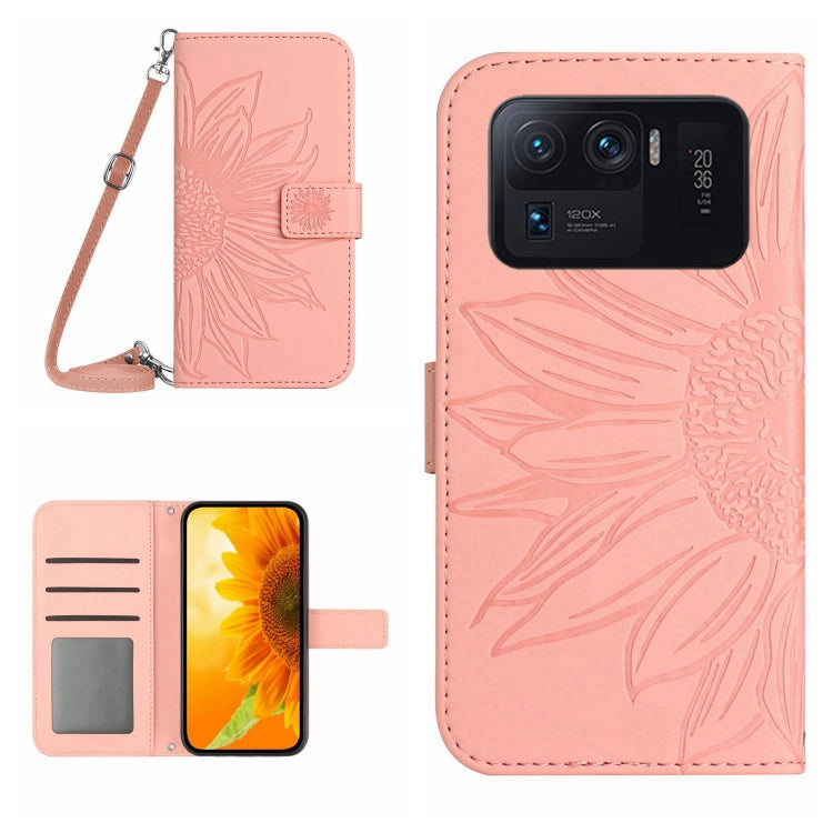 Skin Feel Custodia per cellulare in pelle con motivo a fiori di sole con cordino, For Xiaomi Mi 11 Ultra, For Xiaomi Mi Note 10 / Note 10 Pro / CC9 Pro