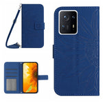 Skin Feel Custodia per cellulare in pelle con motivo a fiori di sole con cordino, For Xiaomi Redmi Mi Note 10 Lite, For Xiaomi Mi Mix 4