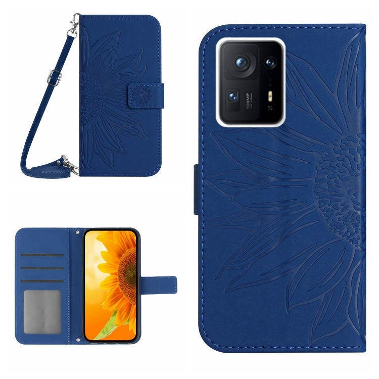 Skin Feel Custodia per cellulare in pelle con motivo a fiori di sole con cordino, For Xiaomi Redmi Mi Note 10 Lite, For Xiaomi Mi Mix 4
