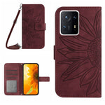Skin Feel Custodia per cellulare in pelle con motivo a fiori di sole con cordino, For Xiaomi Redmi Mi Note 10 Lite, For Xiaomi Mi Mix 4