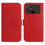 Skin Feel Custodia per cellulare in pelle con motivo a fiori di sole con cordino, For Xiaomi Poco C40, For Xiaomi Poco F4 5G