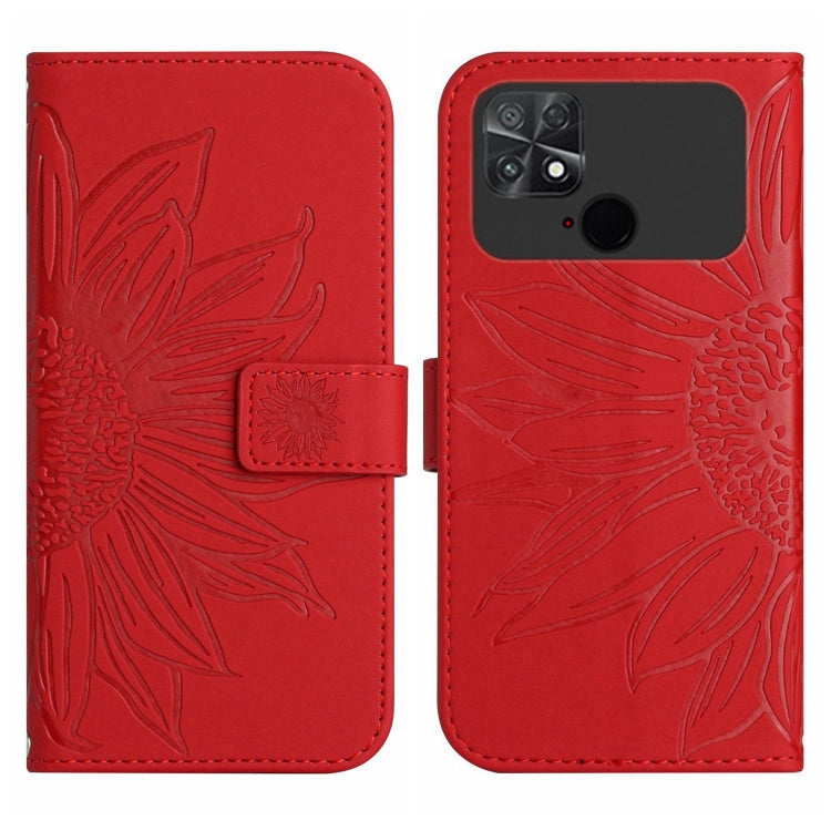 Skin Feel Custodia per cellulare in pelle con motivo a fiori di sole con cordino, For Xiaomi Poco C40, For Xiaomi Poco F4 5G