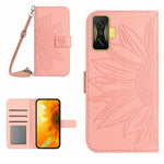 Skin Feel Custodia per cellulare in pelle con motivo a fiori di sole con cordino, For Xiaomi Poco F4 GT, For Xiaomi Poco M4 Pro 4G