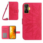 Skin Feel Custodia per cellulare in pelle con motivo a fiori di sole con cordino, For Xiaomi Poco F4 GT, For Xiaomi Poco M4 Pro 4G