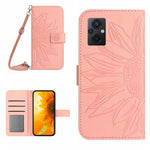 Skin Feel Custodia per cellulare in pelle con motivo a fiori di sole con cordino, For Xiaomi Poco M5 / Poco M4 5G, For Xiaomi Poco M5S
