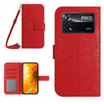 Skin Feel Custodia per cellulare in pelle con motivo a fiori di sole con cordino, For Xiaomi Poco X4 GT, For Xiaomi Poco X4 Pro 5G