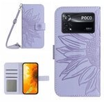 Skin Feel Custodia per cellulare in pelle con motivo a fiori di sole con cordino, For Xiaomi Poco X4 GT, For Xiaomi Poco X4 Pro 5G