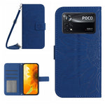 Skin Feel Custodia per cellulare in pelle con motivo a fiori di sole con cordino, For Xiaomi Poco X4 GT, For Xiaomi Poco X4 Pro 5G