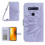 Skin Feel Custodia per cellulare in pelle con motivo a fiori di sole con cordino, For TCL 10 SE, For TCL 20 Pro 5G