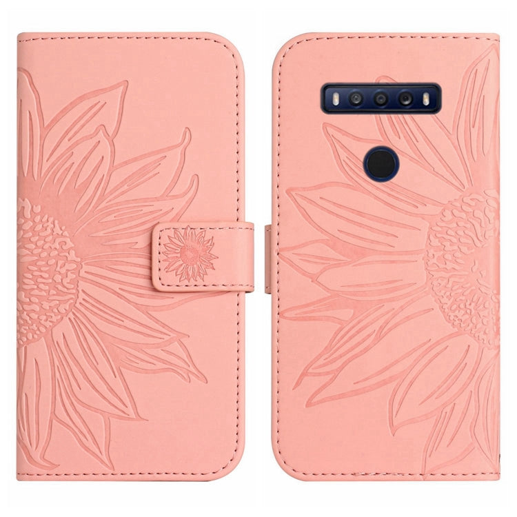 Skin Feel Custodia per cellulare in pelle con motivo a fiori di sole con cordino, For TCL 10 SE, For TCL 20 Pro 5G