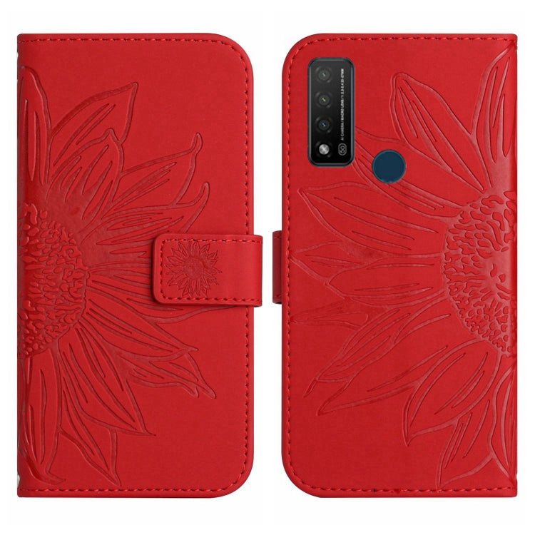 Skin Feel Custodia per cellulare in pelle con motivo a fiori di sole con cordino, For TCL 20 R/20 AX 5G/Bremen 5G, For TCL 20 SE