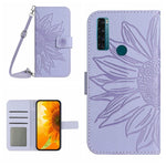 Skin Feel Custodia per cellulare in pelle con motivo a fiori di sole con cordino, For TCL 20 R/20 AX 5G/Bremen 5G, For TCL 20 SE