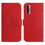 Skin Feel Custodia per cellulare in pelle con motivo a fiori di sole con cordino, For TCL 20S / 20 5G / 20L / 20L+, For TCL 30 SE/30E/306/305