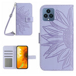 Skin Feel Custodia per cellulare in pelle con motivo a fiori di sole con cordino, For T-Mobile Revvl 6 5G, For T-Mobile Revvl 6 Pro 5G