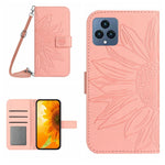 Skin Feel Custodia per cellulare in pelle con motivo a fiori di sole con cordino, For T-Mobile Revvl 6 5G, For T-Mobile Revvl 6 Pro 5G