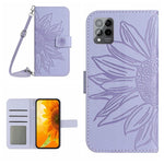 Skin Feel Custodia per cellulare in pelle con motivo a fiori di sole con cordino, For T-Mobile Revvl 6 5G, For T-Mobile Revvl 6 Pro 5G